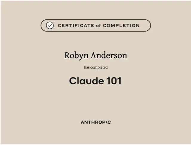 Anthropic certificate: Claude 101