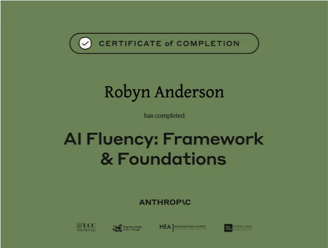 Anthropic certificate: AI Fluency, Framework and Foundations