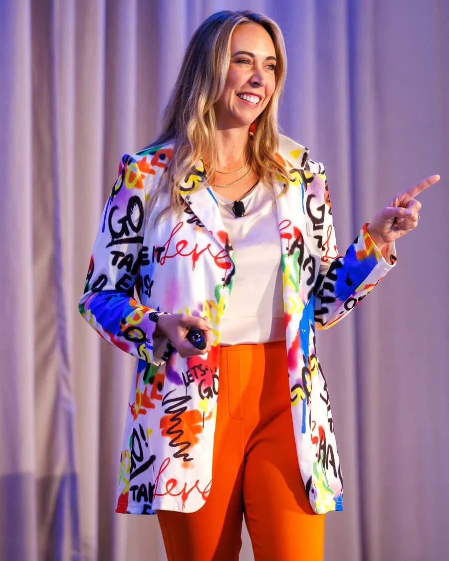 Jam Anderson speaking on stage