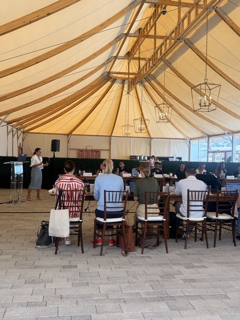 A corporate training room mid-session